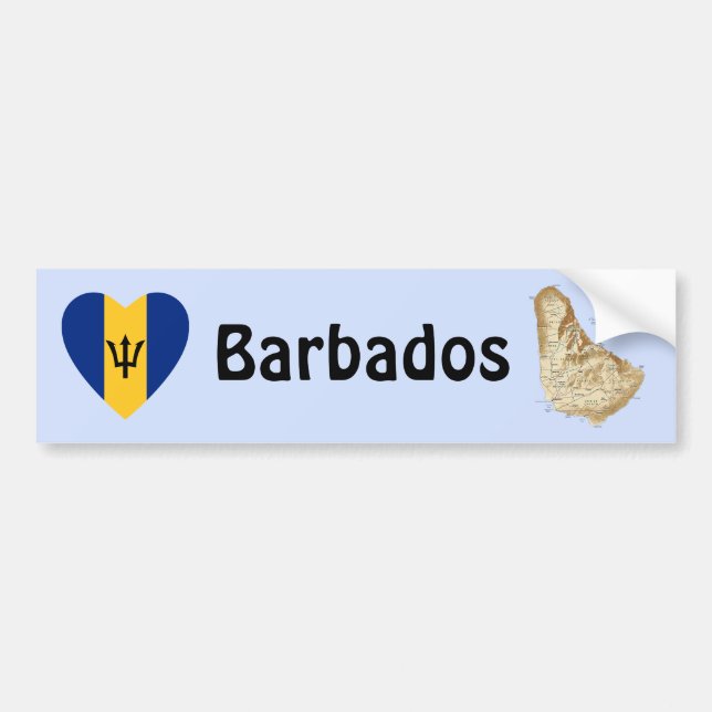 Barbados Flag Herz + Karte Autoaufkleber (Vorne)
