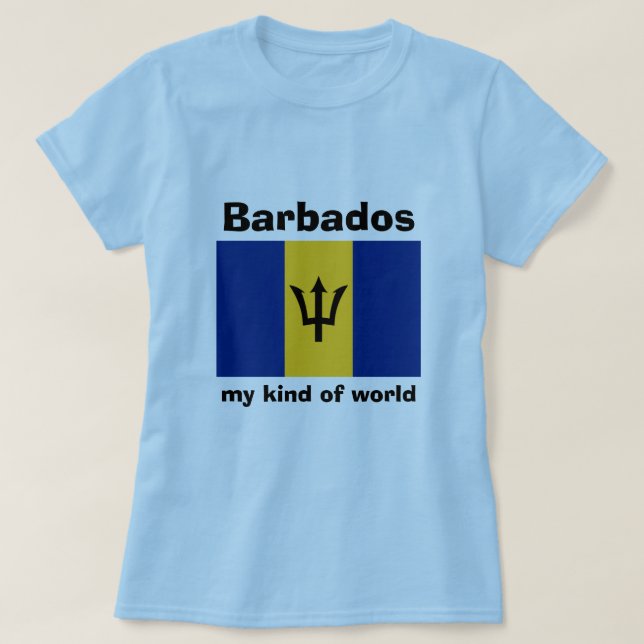 Barbados-Flag + Karte + Text-T - Shirt (Design vorne)