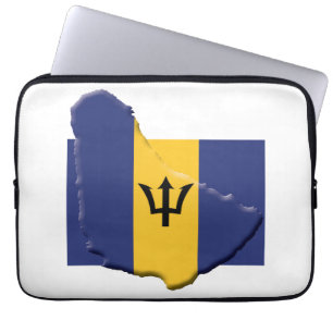 BARBADOS Flag Map Patriotic Computer WHITE Laptopschutzhülle
