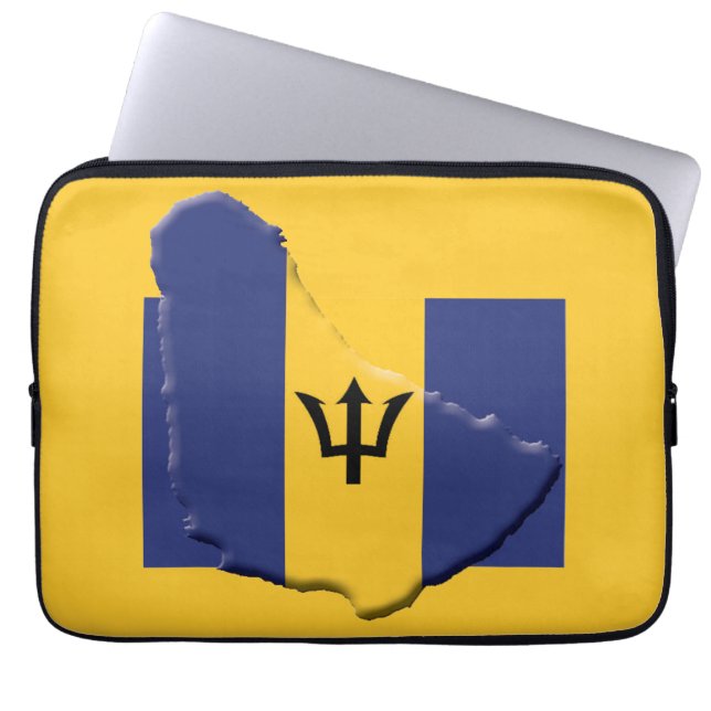 BARBADOS Flag Map Patriotic Computer YELLOW Laptopschutzhülle (Vorderseite)