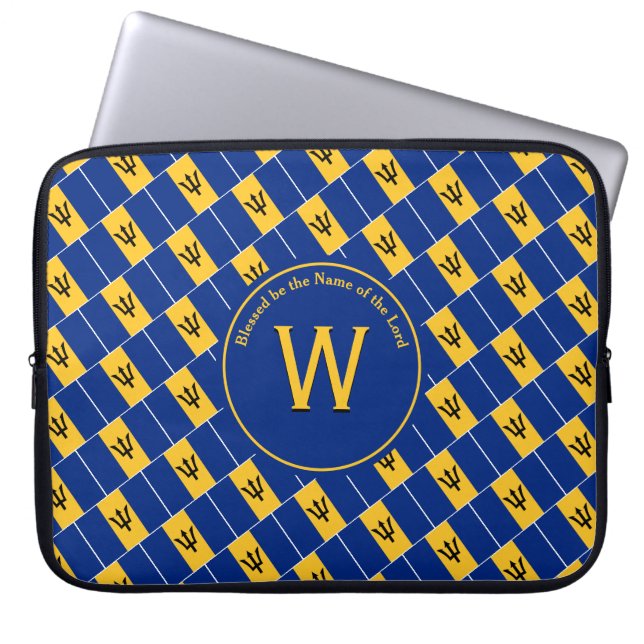 BARBADOS FLAG Maßgeschneidertes Monogram Barbadian Laptopschutzhülle (Vorderseite)
