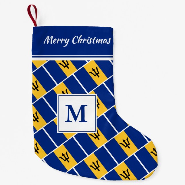 BARBADOS Flag | Monogramm Kleiner Weihnachtsstrumpf (Vorderseite)