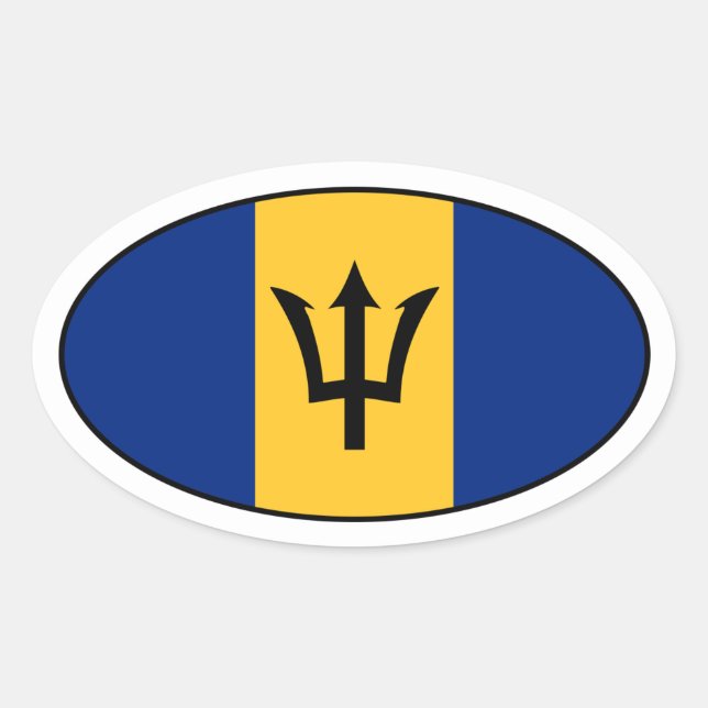 Barbados Flag Oval Sticker (Vorderseite)