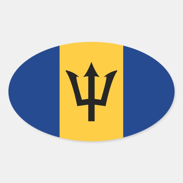 Barbados Flag Oval Sticker (Vorderseite)