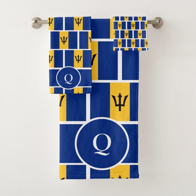 BARBADOS FLAG Personalisiert Christlich Badhandtuch Set (Insitu)