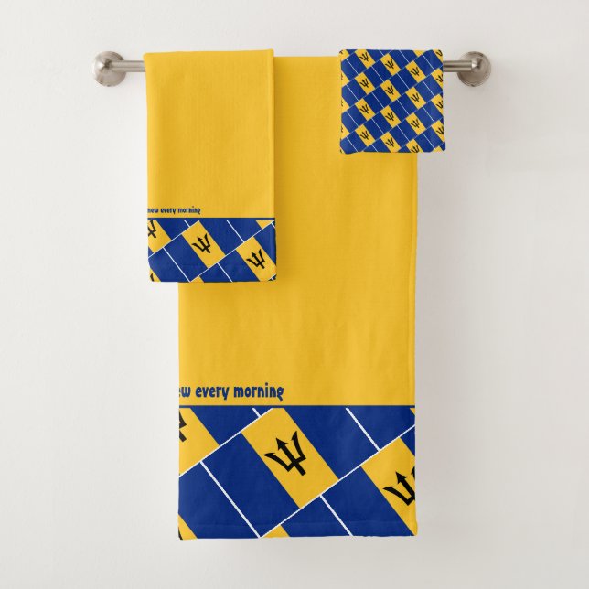 BARBADOS FLAG Personalisiert Scripting YELLOW Badhandtuch Set (Insitu)