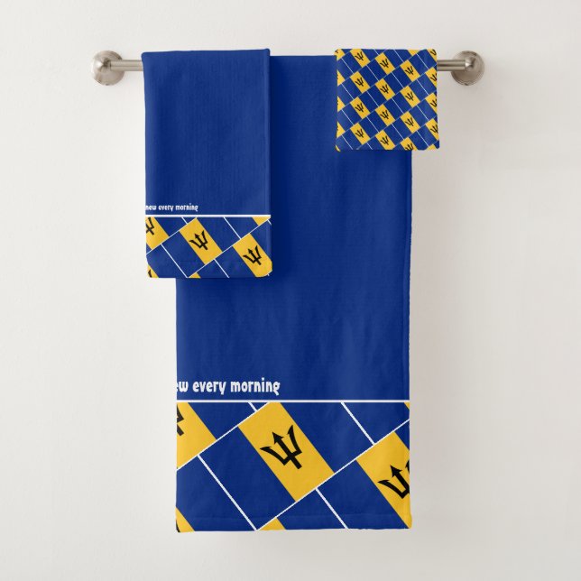 BARBADOS FLAG Personalisierte Schrift BLUE Badhandtuch Set (Insitu)