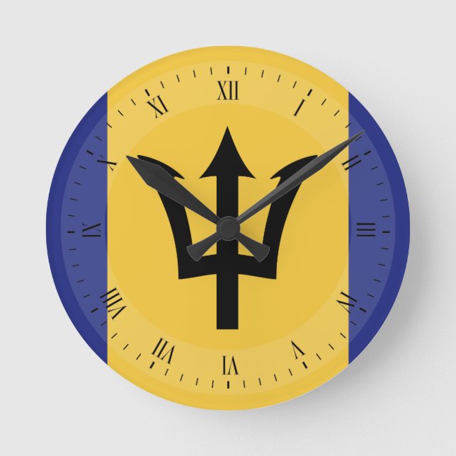Barbados Flag Runde Wanduhr (Vorderseite)