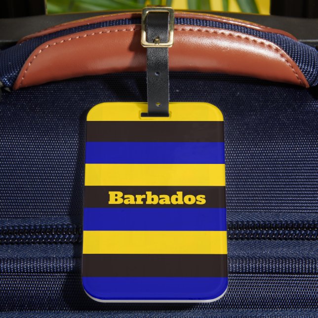 Barbados Flag Stripfarben Gepäckanhänger (Vorderseite Insitu 2)