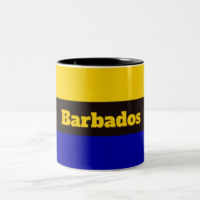 Barbados Flag Stripfarben Zweifarbige Tasse (Mittel)