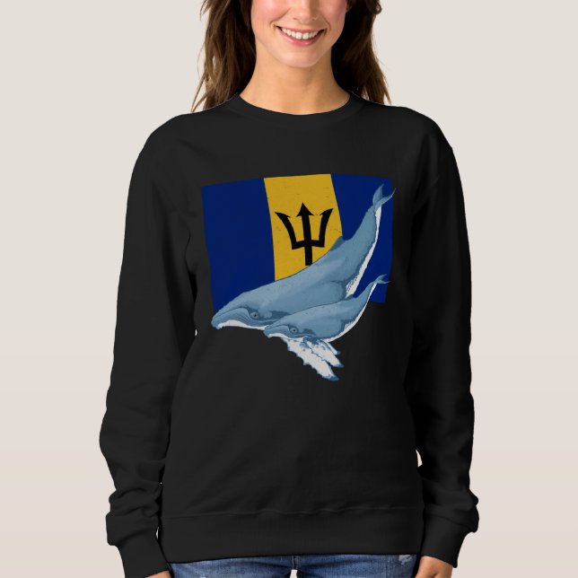 Barbados Flag with Humpback Whales Bajan Pride Sweatshirt (Vorderseite)