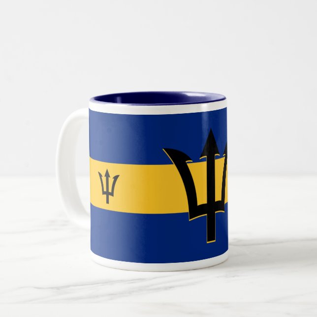 Barbados Flag Zweifarbige Tasse (Vorderseite Links)
