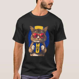 Barbados-Flagge Bajan-Stolz Bajan-Wurzeln Katze Dr T-Shirt