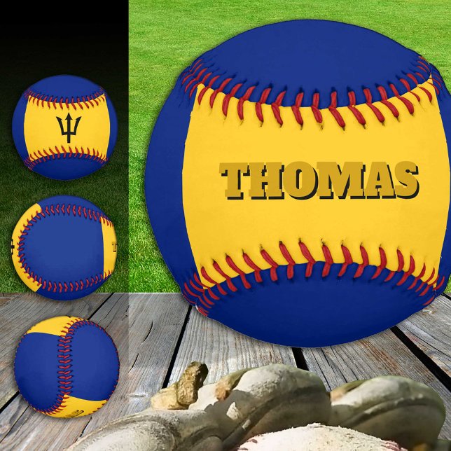 Barbados-Flagge, Barbados, Monogramm/Baseball-Bäll Baseball (Von Creator hochgeladen)