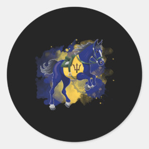 Barbados-Flagge für Pferde Runder Aufkleber