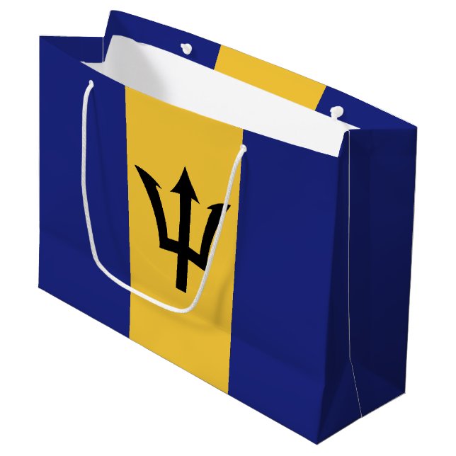 Barbados-Flagge Große Geschenktüte (Vorderseite Schrägansicht)