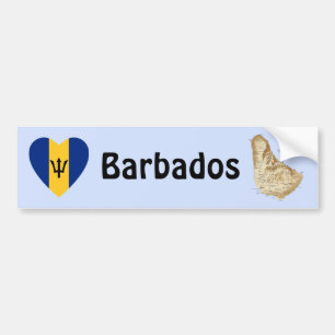 Barbados-Flagge Herz + Karte Aufkleber Autoaufkleber