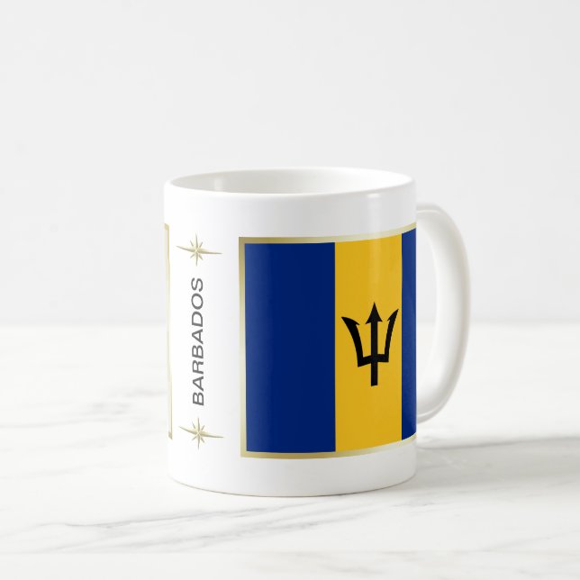 Barbados-Flagge + Karten-Tasse Kaffeetasse (VorderseiteRechts)