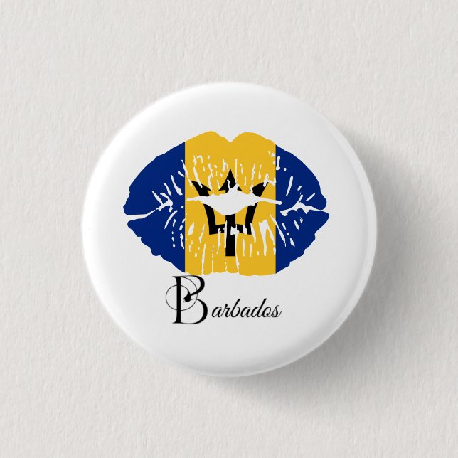 Barbados  Flagge  Lippen  Button (Vorderseite)