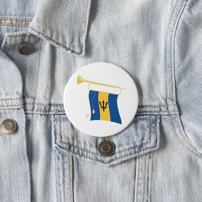 Barbados-Flagge mit Bugle Patriotic Caribbean Button (Von Creator hochgeladen)
