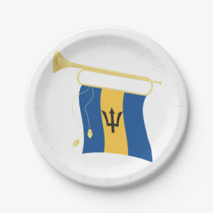 Barbados-Flagge mit Bugle Patriotic Caribbean Pappteller
