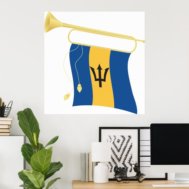 Barbados-Flagge mit Bugle Patriotic Caribbean Poster (Von Creator hochgeladen)