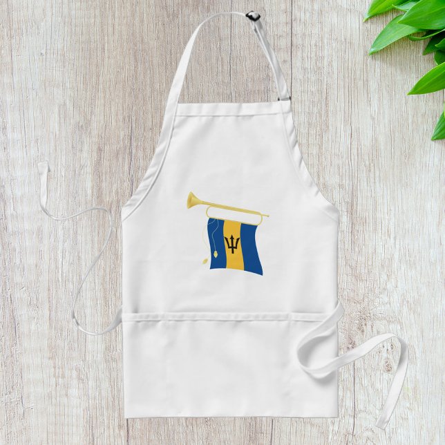 Barbados-Flagge mit Bugle Patriotic Caribbean Schürze (Von Creator hochgeladen)