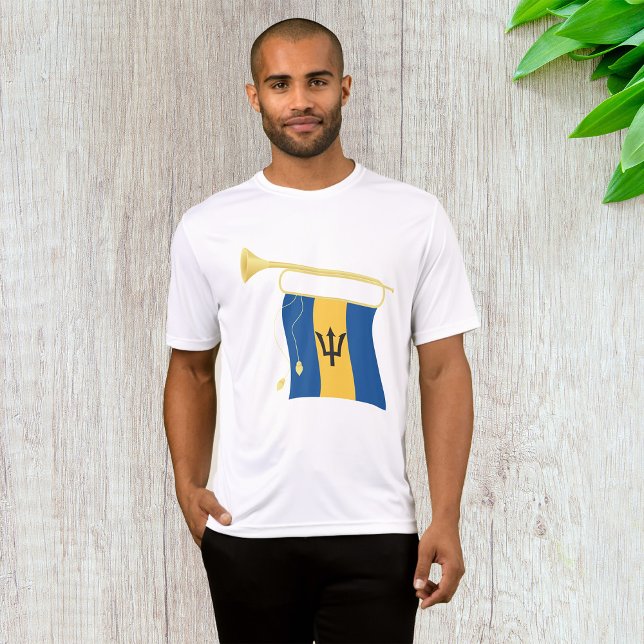 Barbados-Flagge mit Bugle Patriotic Caribbean T-Shirt (Von Creator hochgeladen)