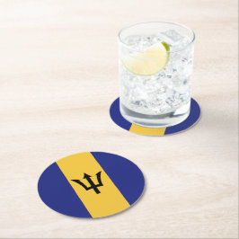 Barbados-Flagge Runder Pappuntersetzer