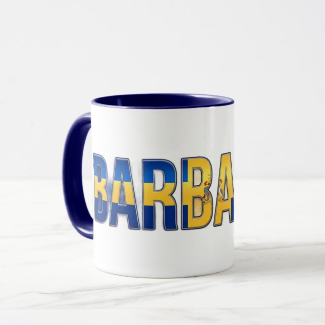 Barbados-Flagge Text | Karibischer Stolz Design Tasse (Vorderseite Links)