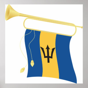 Barbados-Flagge und Bugle Poster