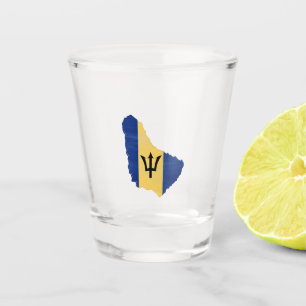 Barbados-Flagge und Karte Schnapsglas