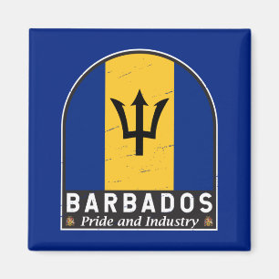 Barbados-Flaggen-Emblem Abgenutzt Vintage Magnet