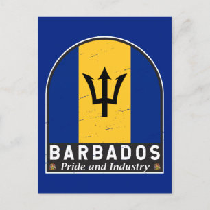 Barbados-Flaggen-Emblem abgenutzt Vintage Postkarte