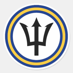 Barbados-Flaggen-Ring Runder Aufkleber