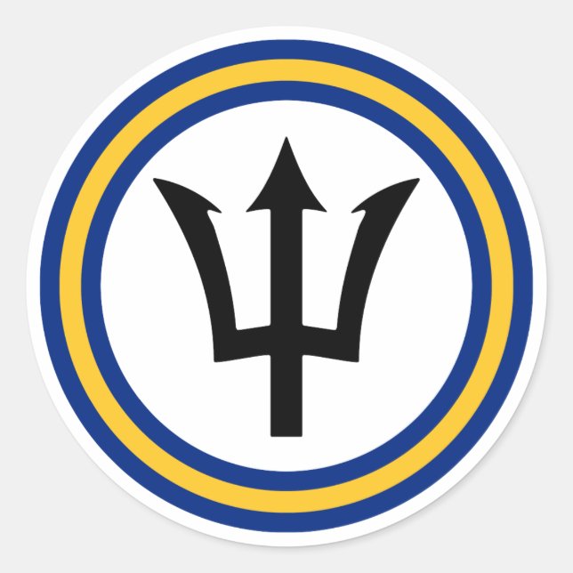 Barbados-Flaggenring Runder Aufkleber (Vorderseite)