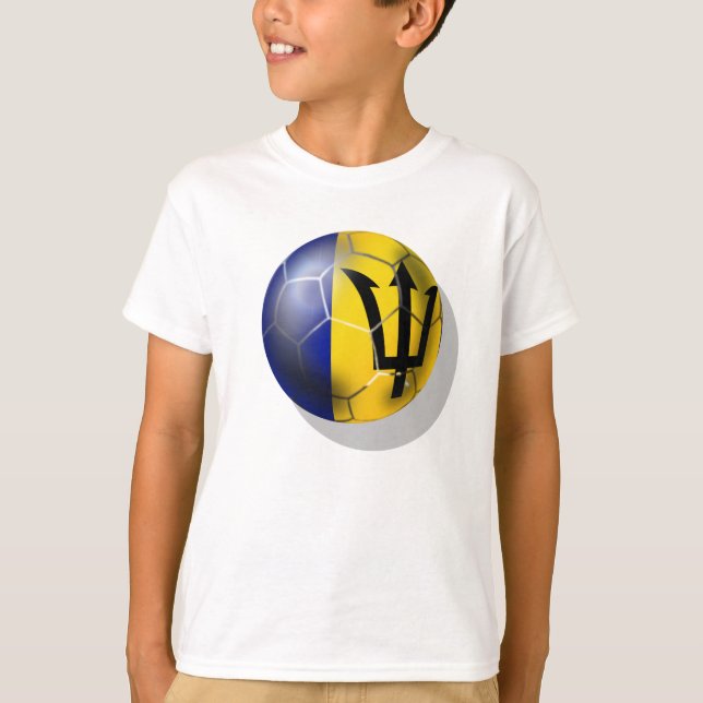 Barbados-Fußballfußbalball Bajan Flagge T-Shirt (Vorderseite)