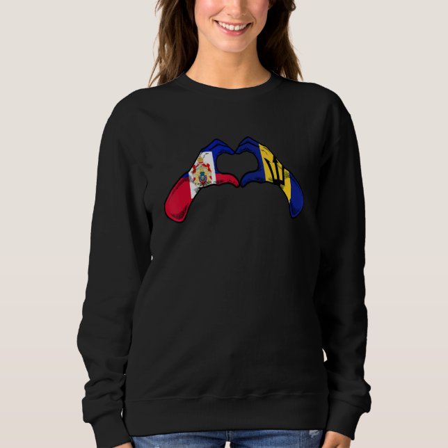 Barbados Haiti Flag Barbadian Haitian Heart 1 Sweatshirt (Vorderseite)