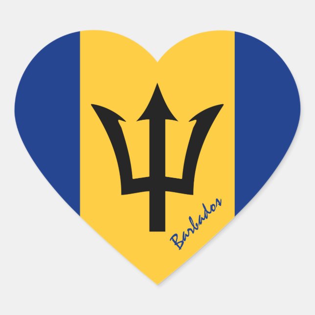 Barbados Heart Sticker, Patriotic Barbados Flag Herz-Aufkleber (Vorderseite)