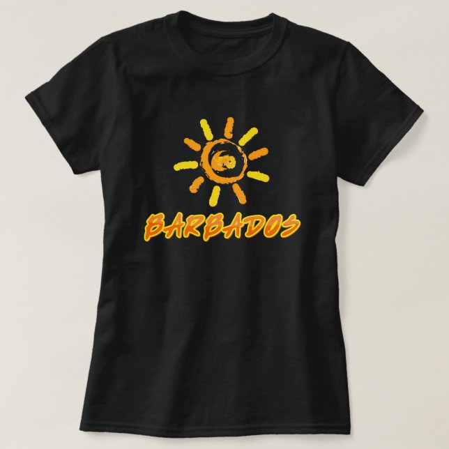 Barbados, hellgelb und orange T-Shirt (Design vorne)