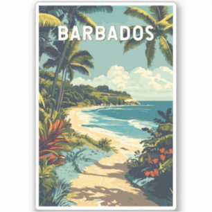 Barbados Illustration Travel Art Vintag Aufkleber