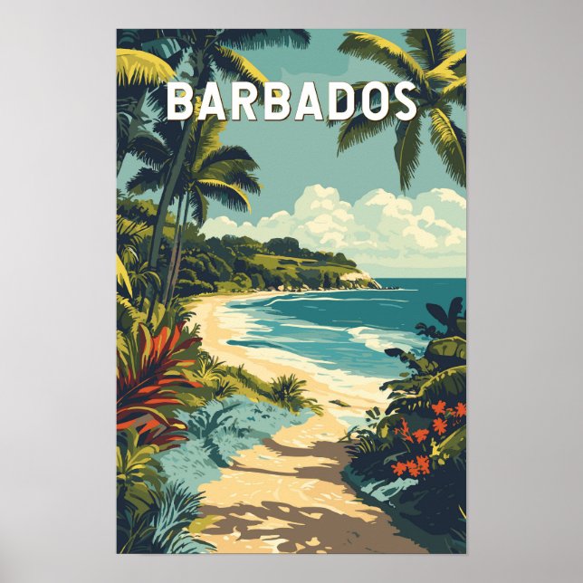 Barbados Illustration Travel Art Vintag Poster (Vorne)