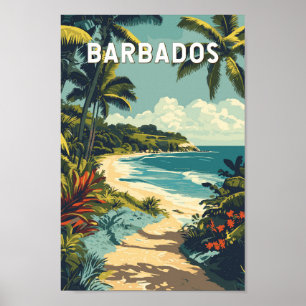 Barbados Illustration Travel Art Vintag Poster