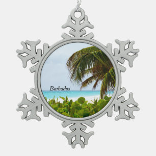Barbados, Karibischer Strand Schneeflocken Zinn-Ornament