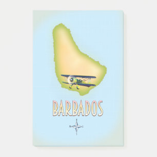 Barbados Karte vintage Reiseplakat. Post-it Klebezettel