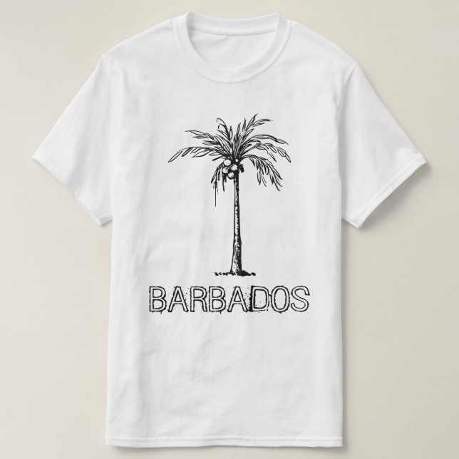 Barbados Kokosnusspalme, schwarz-weiß T-Shirt (Design vorne)