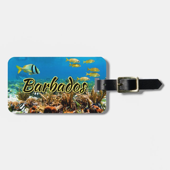 Barbados Korallenriff Gepäckmarke Gepäckanhänger (Vorderseite horizontal)