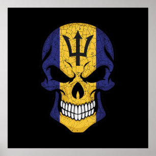 Barbados lächelnd Schädelflagge Poster