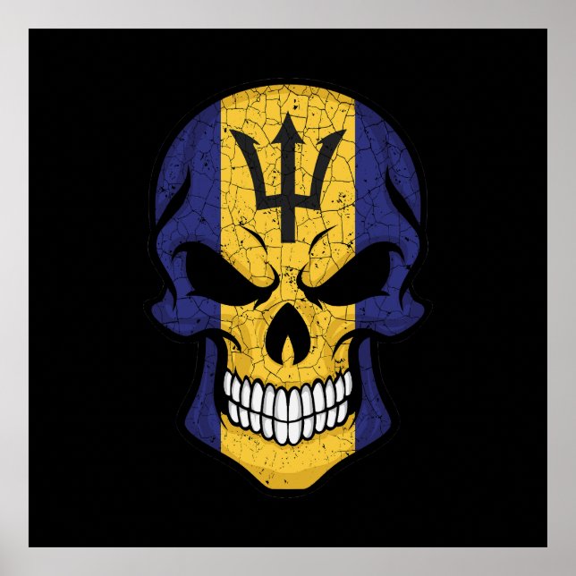 Barbados lächelnd Schädelflagge Poster (Vorne)