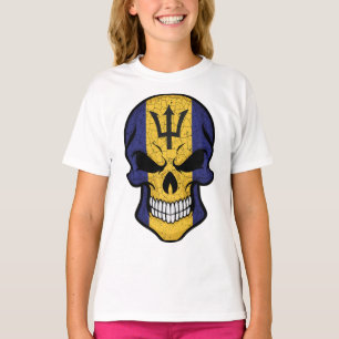 Barbados lächelnd Schädelflagge T-Shirt